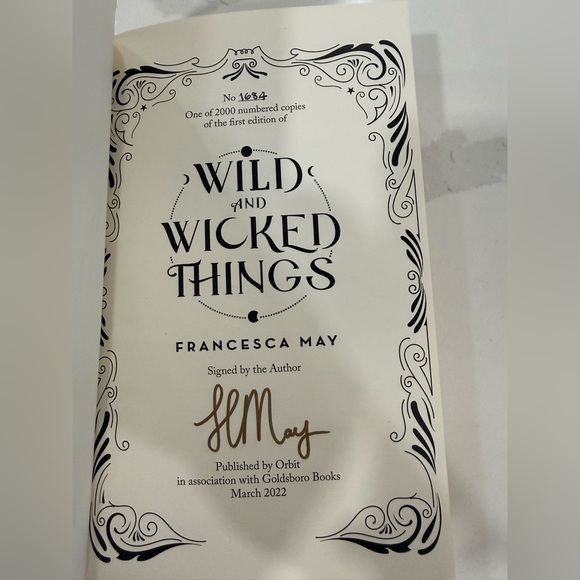 Francesca May’s ‘Wild and Wicked Things’ 1st Edition Signed Hardcover